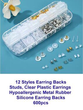 Box With 12 Styles Earring Backs 600pcs